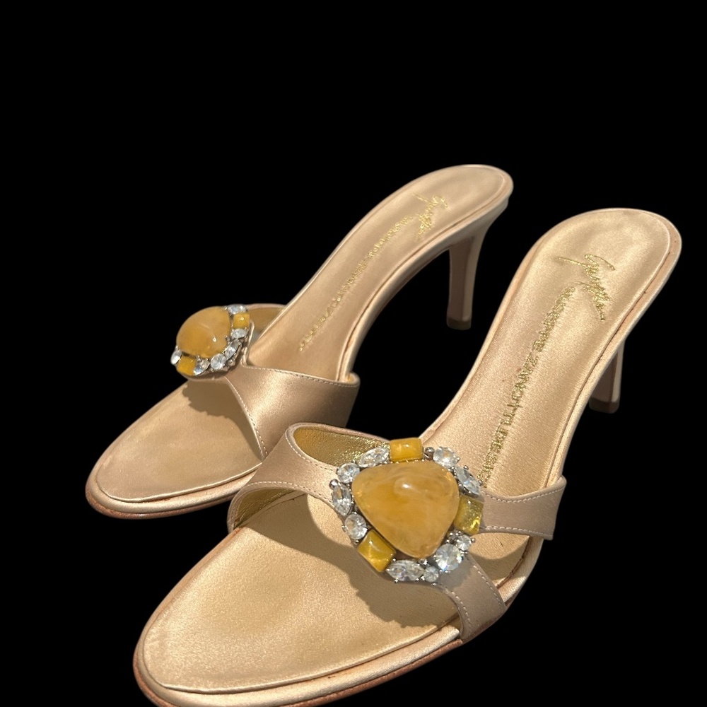 Vintage Giuseppe Zanotti Champagne Double Satin Sandal 2.5” Heel
